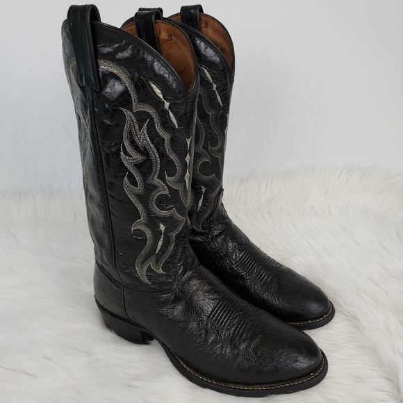 Tony Lama Other - Tony Lama Bonham Ostrich Round Toe Cowboy Boots, Men's size 9, black